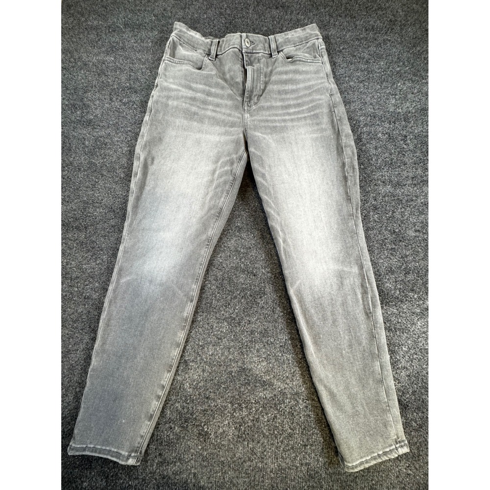 American Eagle Next Level Stretch Gray High Waisted Tapered Jean Womens 12 Short